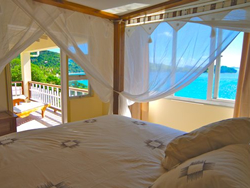 Master Bedroom, deck and view of Friendship Bay
